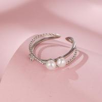 真珠の純銀製の指環, 92.5％純度シルバー, とともに 天然有核フレッシュウォーターパール, 調整 & ファッションジュエリー & マイクロパヴェジルコニア & 女性用 5mm, 売り手 パソコン