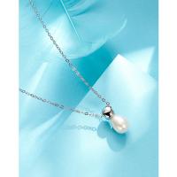 Sterling Silber Perlenkette, 925 Sterling Silber, mit Natürliche kultivierte Süßwasserperlen, mit Verlängerungskettchen von 4cm, Modeschmuck & für Frau, 15x6.5mm, Länge:ca. 39 cm, verkauft von PC