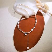 Collar de perlas de plata esterlina, plata de ley 925, con Perlas cultivadas de agua dulce, con 5cm extender cadena, Joyería & para mujer, 8mm,9x11mm,4mm,6cm, longitud:aproximado 40 cm, Vendido por UD