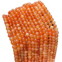 Single Gemstone Beads, Orange Chalcedony, Round, polished, DIY 