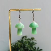 Gemstone Drop Earring, Natural Stone, with Brass & Iron, mushroom, silver color plated, fashion jewelry & for woman 46mm 