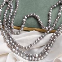 Naturales agua dulce perlas sueltas, Perlas cultivadas de agua dulce, chapado, Bricolaje, gris, 5-6mm, longitud:aproximado 36 cm, Vendido por Sarta