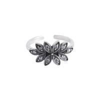 Cubic Zirconia Micro Pave Sterling Silver Finger Ring, 925 Sterling Silver, Leaf, fashion jewelry & micro pave cubic zirconia & for woman, US Ring [