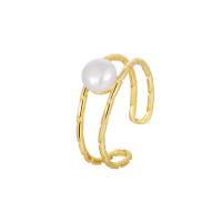 Sterling Silver Finger Ring, 925 Sterling Silver, with Freshwater Pearl, plated, fashion jewelry & for woman 6.2mm 
