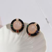 Gemstone Stud Earring, aleación de zinc, Joyería & diferentes materiales para la opción & para mujer, 20mm, Vendido por Par[
