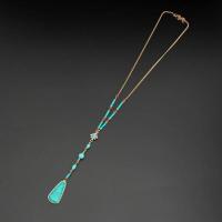 Turquoise Zinc Alloy Necklace, with turquoise, fashion jewelry & for woman & with rhinestone Approx 21.65 Inch 