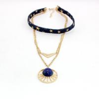 Natural Lapis Lazuli Necklace, Zinc Alloy, with Lapis Lazuli & Denim, fashion jewelry & for woman Approx 11.02 Inch, Approx 15.74 Inch, Approx 18.11 Inch [