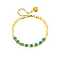 Evil Eye Jewelry Bracelet, Titanium Steel, with 1.97inch extender chain, 18K gold plated, fashion jewelry & for woman & enamel, golden Approx 6.3 Inch 
