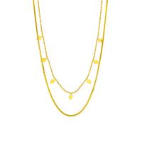 Titanium Steel Jewelry Necklace, with 2.36inch extender chain, plated, Double Layer & fashion jewelry & for woman, golden Approx 16.14 Inch, Approx 18.11 Inch 