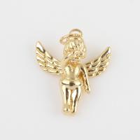 Brass Jewelry Pendants, Angel, gold color plated, DIY 