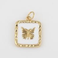 Enamel Brass Pendants, Butterfly, gold color plated, DIY 