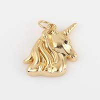 Латунные Подвески в форме животного, Латунь, единорог, плакирован золотом, DIY продается PC