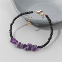 Gemstone Bracelets, Brass, with Seedbead & Gemstone, with 5cm extender chain, plated, fashion jewelry cm 