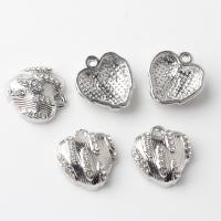 Zinc Alloy Heart Pendants, plated, DIY & with rhinestone, golden 
