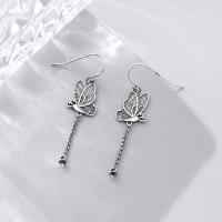 Sterling Silver Drop Earring, 925 Sterling Silver, Butterfly, plated, for woman, original color 
