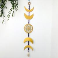 Buchenholz Hängende Ornamente, mit Amethyst & Eisen, Mond, für Zuhause und Büro, keine, 600mm, verkauft von PC