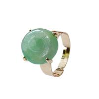 Gemstone Brass Finger Ring, with Natural Stone, KC gold color plated, Adjustable & fashion jewelry & Unisex 