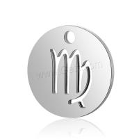 Stainless Steel Pendants, 304 Stainless Steel, 12 Signs of the Zodiac, DIY original color, 11.8mm, Approx 