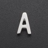 Edelstahl Buchstaben Anhänger, 304 Edelstahl, Alphabet-Buchstabe, Buchstaben sind von A bis Z & DIY, originale Farbe, 5x8x2.9mm, Bohrung:ca. 1.8mm, ca. 10PCs/Tasche, verkauft von Tasche