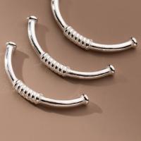 925 Sterling Silver Curved Tube Beads, plated, DIY, silver color, 47mm Approx 1.8mm 