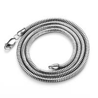 Collar de cadena de plata esterlina, plata de ley 925, pulido, diverso tamaño para la opción, plateado, Vendido por UD