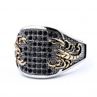 Titanium Steel Finger Ring, plated & for man & with rhinestone, original color 