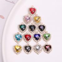 Crystal Brass Pendants, with Crystal, Heart, plated, DIY & with rhinestone [