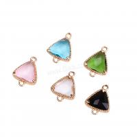 Crystal Brass Pendants, with Crystal, Triangle, plated, DIY [