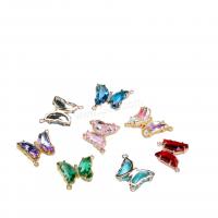 Crystal Brass Pendants, with Crystal, Butterfly, plated, DIY & with rhinestone 
