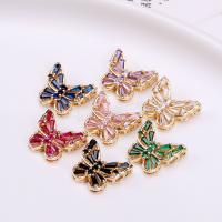Crystal Brass Pendants, with Crystal, Butterfly, plated, DIY & with rhinestone 