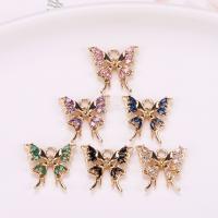 Crystal Brass Pendants, with Crystal, Butterfly, plated, DIY [