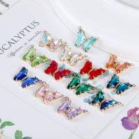 Crystal Brass Pendants, with Crystal, plated, DIY & with rhinestone & double-hole [