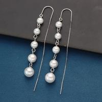 Sterling Silver Drop Earring, 925 Sterling Silver, with Plastic Pearl, fashion jewelry 