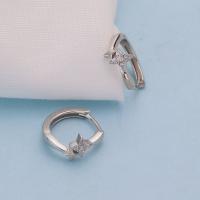 Sterling Silver Hoop Earring, 925 Sterling Silver, fashion jewelry & for woman & with rhinestone 