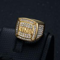 Titanium Steel Finger Ring, fashion jewelry & for man & with rhinestone 