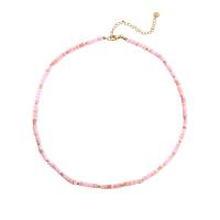 Ожерелье, Морская раковина, с Нержавеющая сталь 304, с 7cm наполнитель цепи, Связанный вручную, ювелирные изделия моды & Женский, розовый, длина:38 см, продается Strand