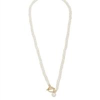 Perlenhalskette aus Glas, Glasperlen, mit Zinklegierung, Modeschmuck & für Frau, zwei verschiedenfarbige, Länge:42 cm, verkauft von Strang