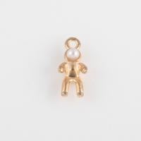 Character Shaped Zinc Alloy Pendants, with Plastic Pearl, Astronaut, gold color plated, DIY, white Approx 1.9mm [