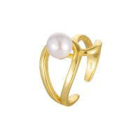 Стерлингового серебра кольцо, 925 пробы, с Shell Pearl, Другое покрытие, ювелирные изделия моды & Женский & отверстие, Много цветов для выбора, 12mm,7.1mm, продается PC