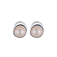 925 Sterling Silver Stud Earring, with Shell Pearl, fashion jewelry & for woman 