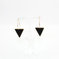 Wood Earring, Zinc Alloy, with Wood, Triangle, fashion jewelry & for woman, 25mm 