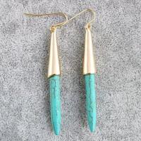 Boucle d'oreille en alliage Zinc turquoise, alliage de zinc, avec turquoise, bijoux de mode & pour femme, plus de couleurs à choisir, 55mm, Vendu par paire