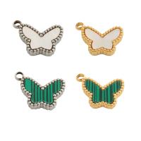 Stainless Steel Animal Pendants, 304 Stainless Steel, with Synthetic Malachite & Shell, Butterfly, Vacuum Ion Plating, fashion jewelry & Unisex Approx 2mm [