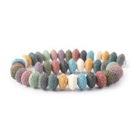Multicolor Lava Perlen, rund, DIY & verschiedene Größen vorhanden, keine, Länge:ca. 38 cm, verkauft von Strang[