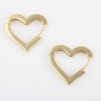 Brass Drop Earring, Heart, gold color plated, for woman 