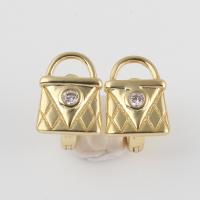Cubic Zircon Brass Earring, with Cubic Zirconia, gold color plated, for woman 