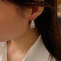 Boucles d'oreilles en laiton zircon cubique pavent, Placage, bijoux de mode & pavé de micro zircon, plus de couleurs à choisir, aboutuff1a18-31mm, Vendu par paire