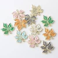 Zinc Alloy Enamel Pendants, Maple Leaf, plated, DIY 