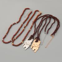 Zinc Alloy Necklace, with Wood, with 8.8cm extender chain, plated, 2 pieces & fashion jewelry & for woman .2 cm 