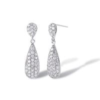 Cubic Zirconia Micro Pave Brass Earring, real gold plated, micro pave cubic zirconia & for woman, platinum color 